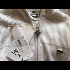 LACOSTE WITH TAGS white cotton zip sweater